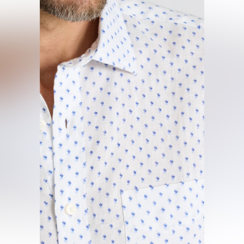 UNTUCKIT ‘Dixon’ 100% Linen Short Sleeve Shirt Diamond Print